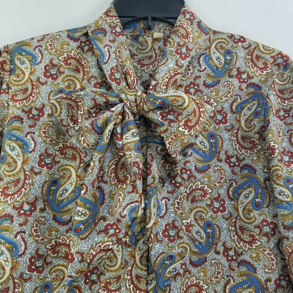 Vintage Tie Neck Blouse LS Paisley Top Size 11/12 - Picture 5 of 10